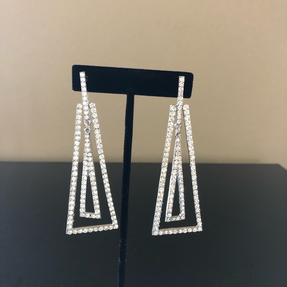Pyramid shaped crystal rhinestone earrings.